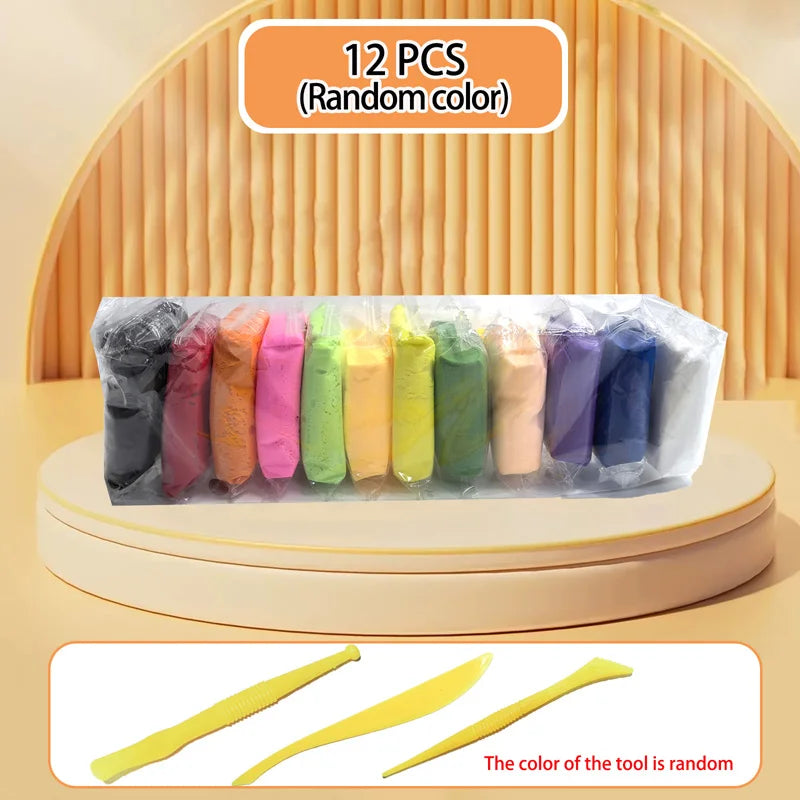 12/24/36 Color Clay Air-dried Clay Set Ultra Light Plastic Clay with Carving Tools DIY Crafts Toy Gifts for Friends Children Qme 12 colors