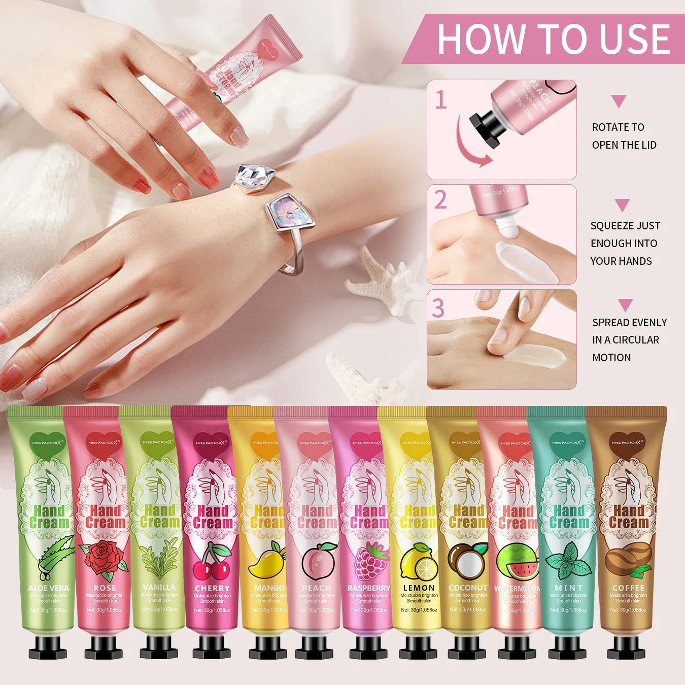 24PCS Hand Cream Gift Kit, Moisturize Dry Skin, Portable Hand Care for Commute and Home, Ideal Holiday Present Qme