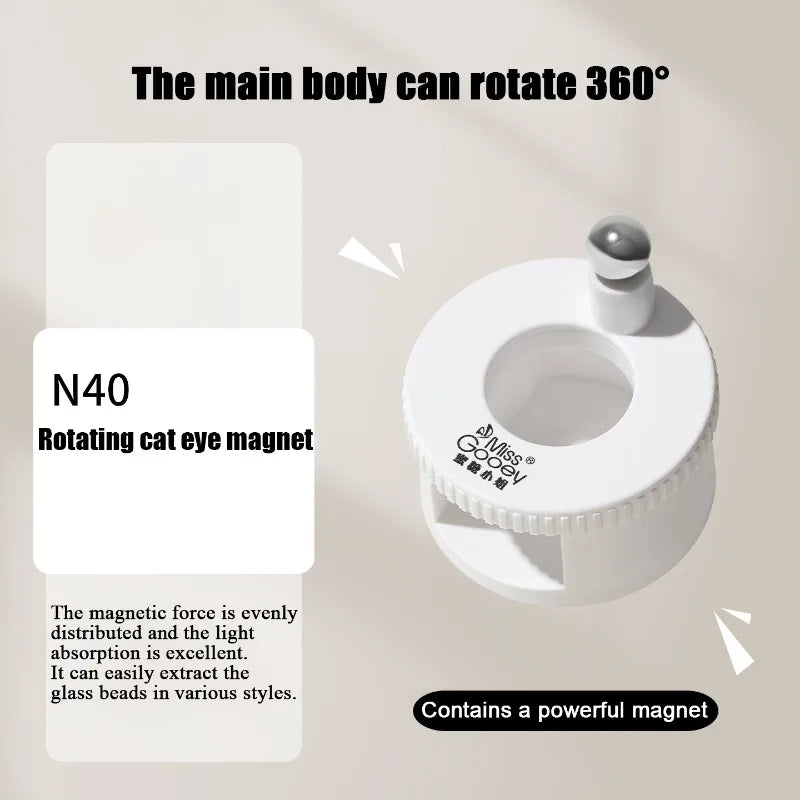 Auto Rotate Cat Eye Magnet, Professional Nail Art Tool for 3D Glass Bead Effect, Strong Magnetic Wand Easy for Beginner DIY Nail Qme