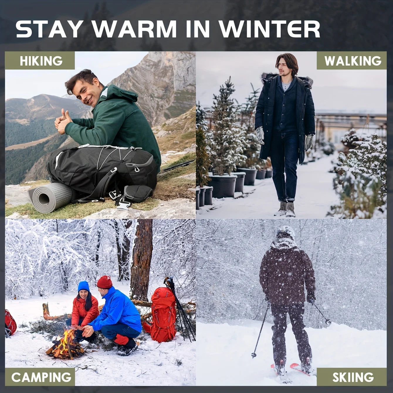 Men Wool Thermal Crew Socks Thick Fleece Lined Color Block Knit Winter Warm Socks For Cold Weather Daily Outdoor Wear Qme