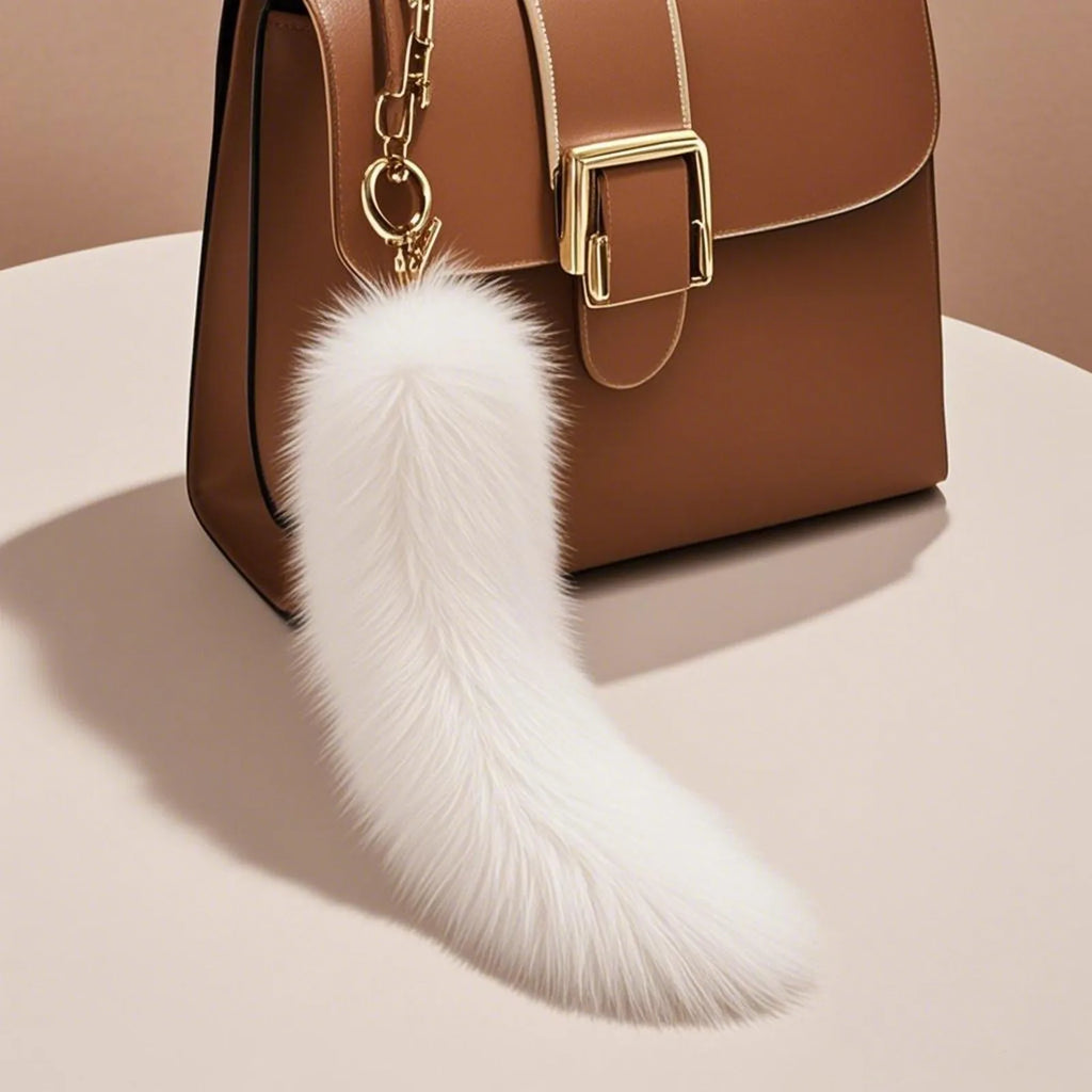 Lovely Plush-Fox Tail Bag Pendant Furry Racoon Tail Keyring Keychain Cute Pompoms Keyring Bag Decor Accessory Holiday Party Gift Qme