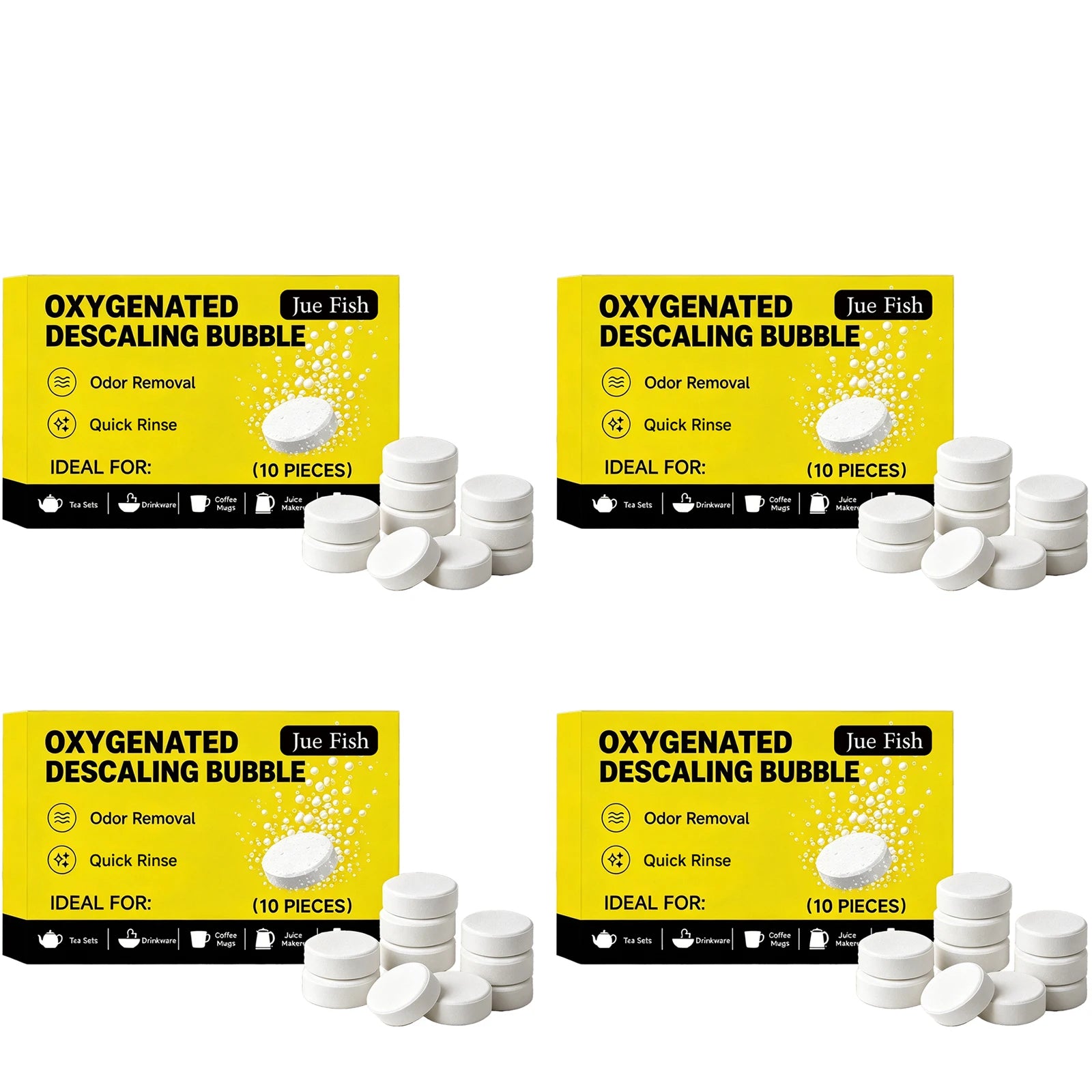Oxygenated Descaling Bubble Tablets Removing Limescale Reduce Odor Kettles & Coffee Makers Cleaner Effervescent Cleaning Tablets Qme 4 x 10PCS Boxed