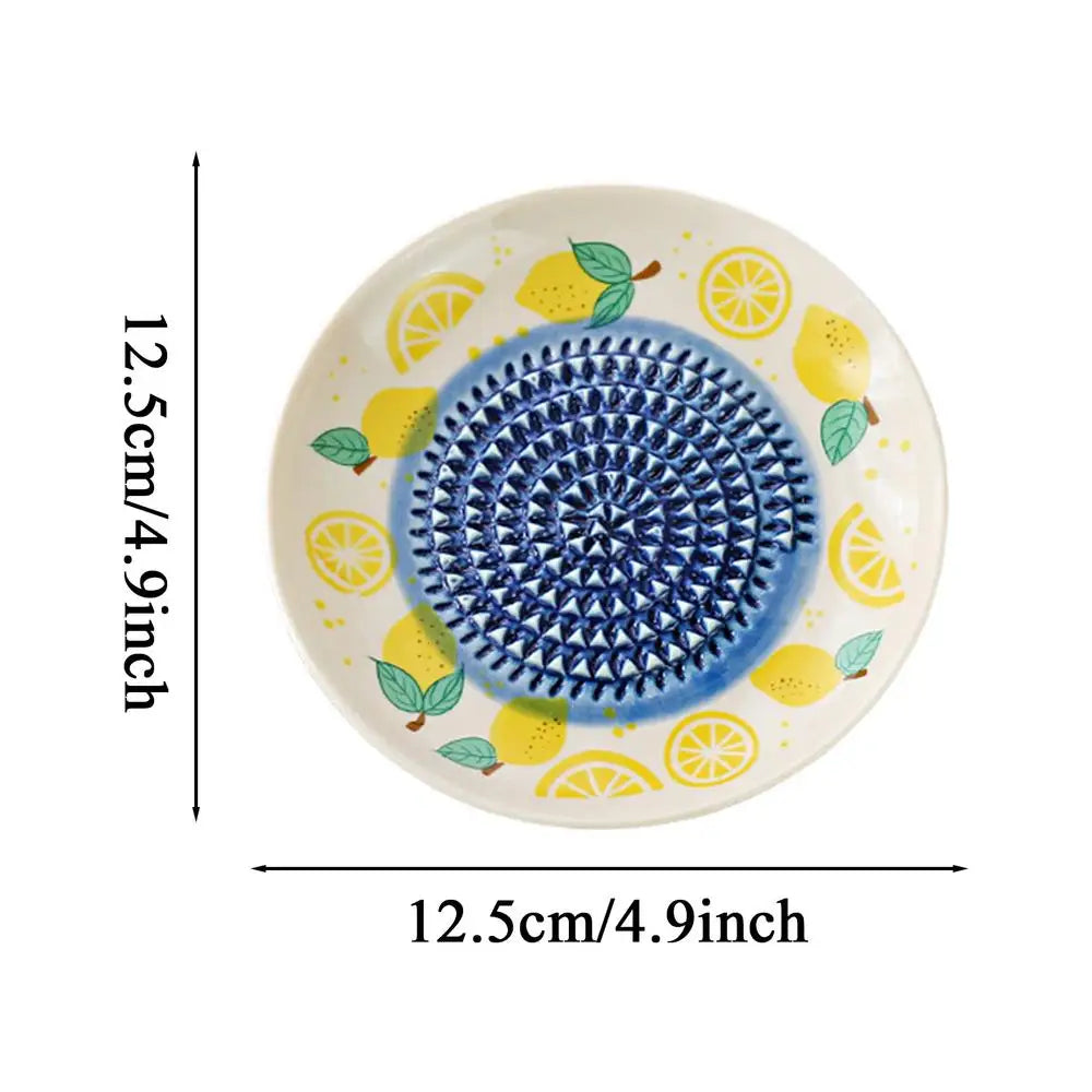 Grater Plate Ceramic Manual Round Fruit Patterns Bowl Garlic Grating Dish For Ginger Cheese Tomato Strawberry Fruit Vegetable Qme D