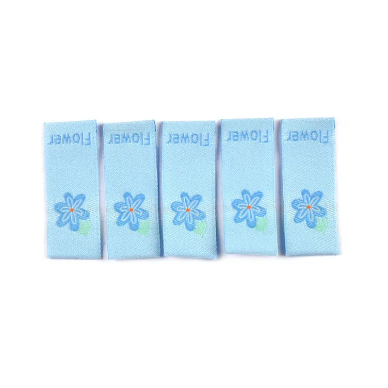 50pcs 3.9x1.5cm Cartoon Flower Embroidery Cloth Labels For Sewing Clothes Accessories DIY Crafts Supplies Washable Kids Bag Tags Qme 4