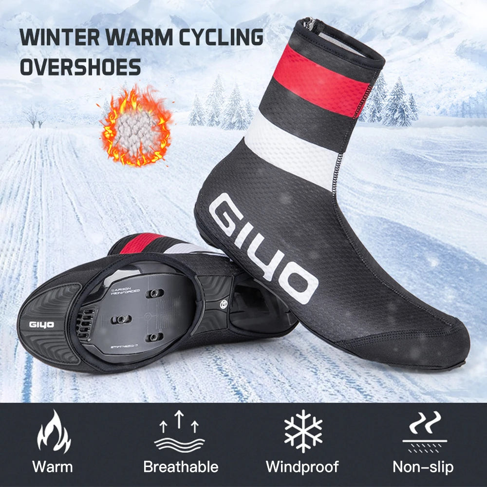 Cycling Shoe Covers Winter Warm Bike Shoes Covers with Windproof Shell & Polar Fleece Lining MTB Road Bicycle Overshoes Qme
