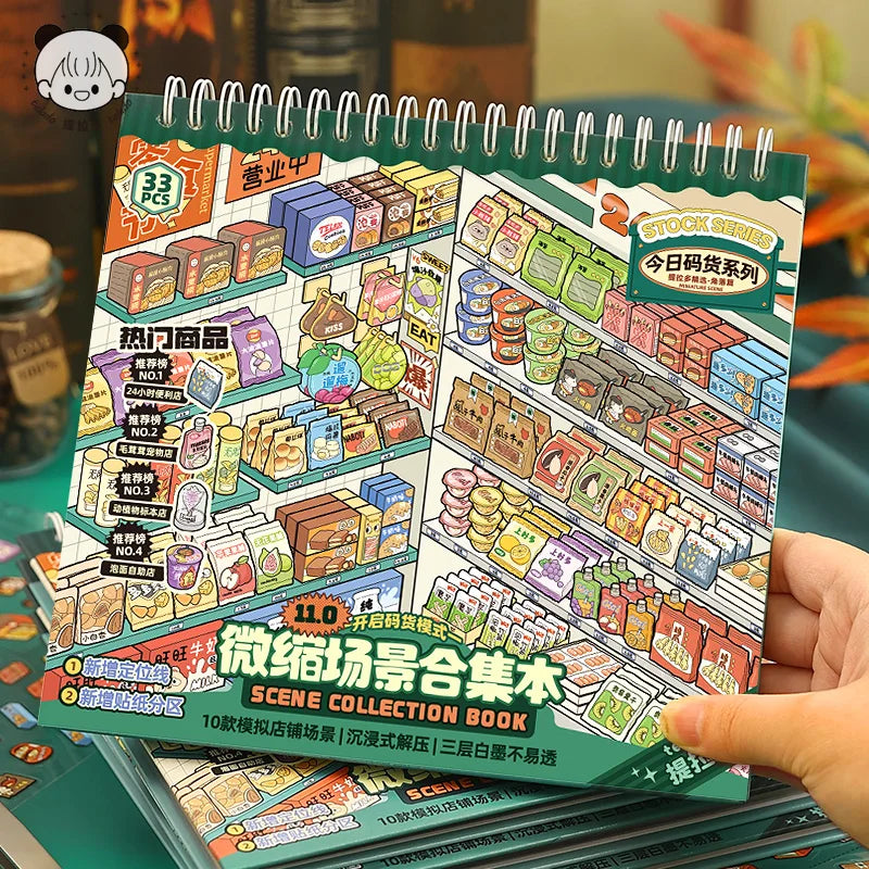 Cartoon Miniature Scene 32 pcs 3D Landscaping Stickers Book DIY Cabin Scene Stacking and Pasting Hand Account Kawaii Stationery Qme