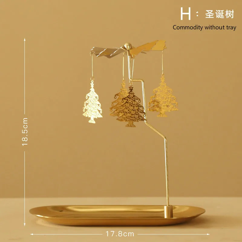Tray Rotating Candlestick Scented Candle Romantic Walk Horse Lamp European Windmill Creative Swing Birthday Wedding Gift Qme H Excluding tray