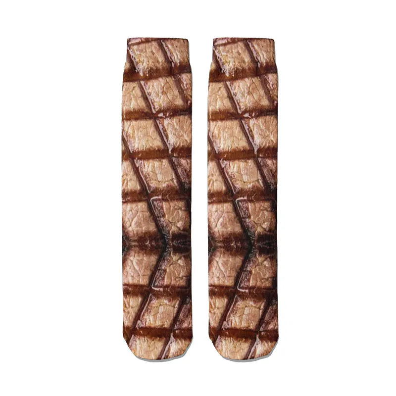 Very Popular Pork Belly Printed Socks Women's Happy Food Kawaii Qme style2 One Size