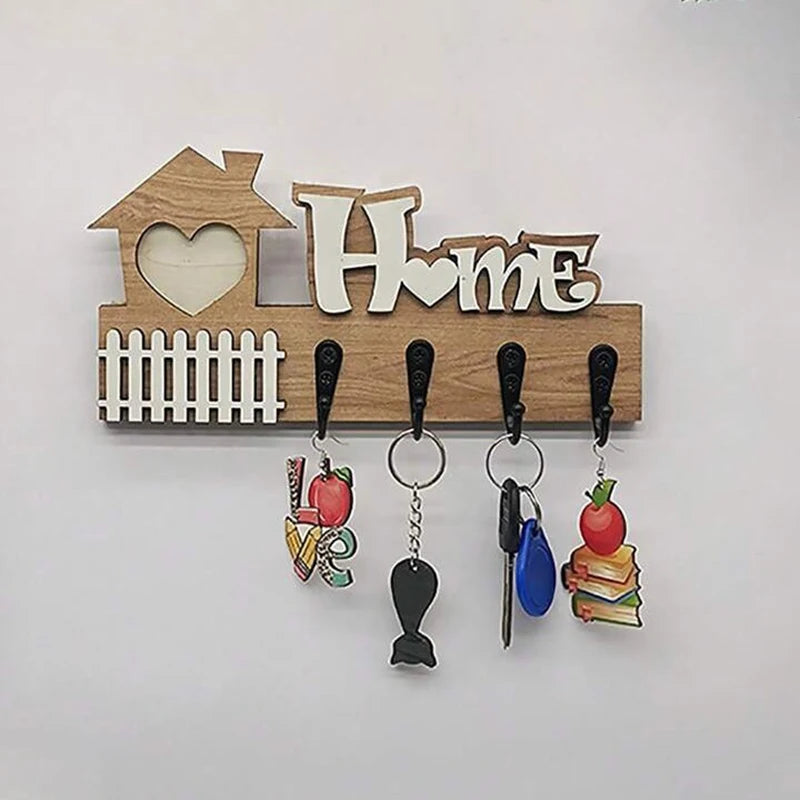 Wooden Wall Hooks Door Hangers Entrance Decoration Key Holder Crafts Qme