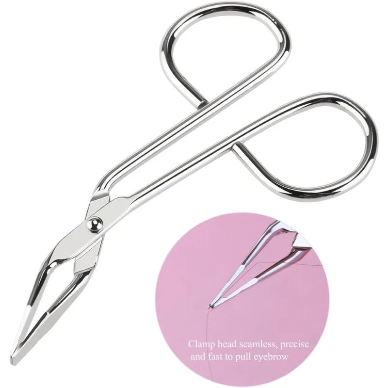 Stainless Steel Eyebrow Scissors,Elbow Pliers Clip Scissors,Flat Tip Tweezers Hair Plucker Hair Removal, Shave and Hair Removal Qme