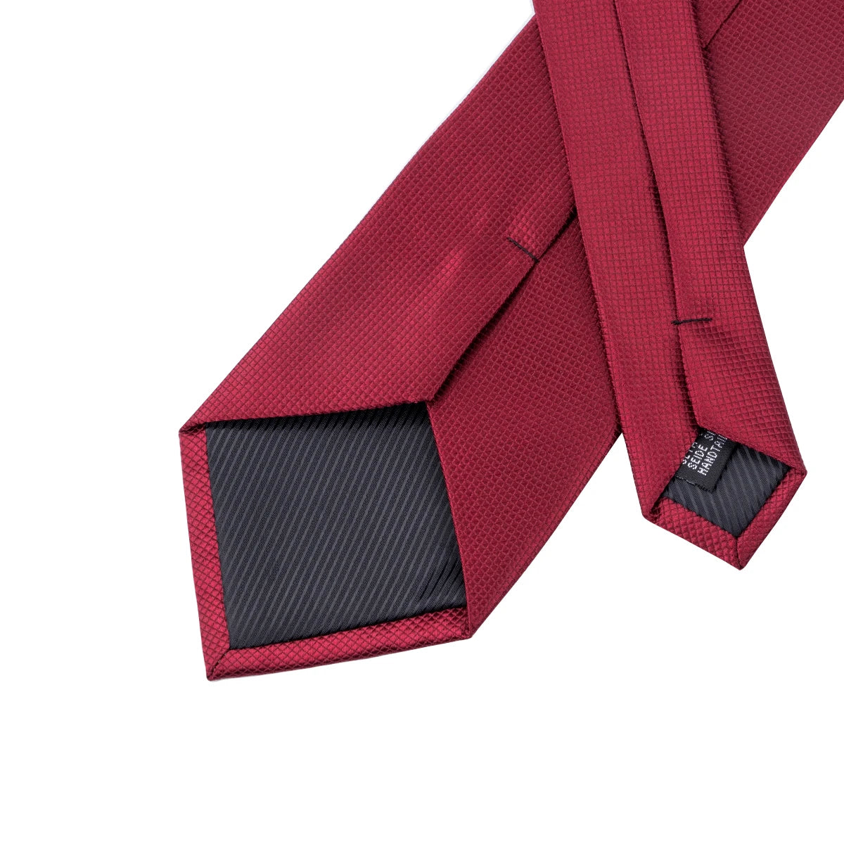 Burgundy Solid Mens Necktie Luxury Wide Wedding Tie Pocket Square Qme