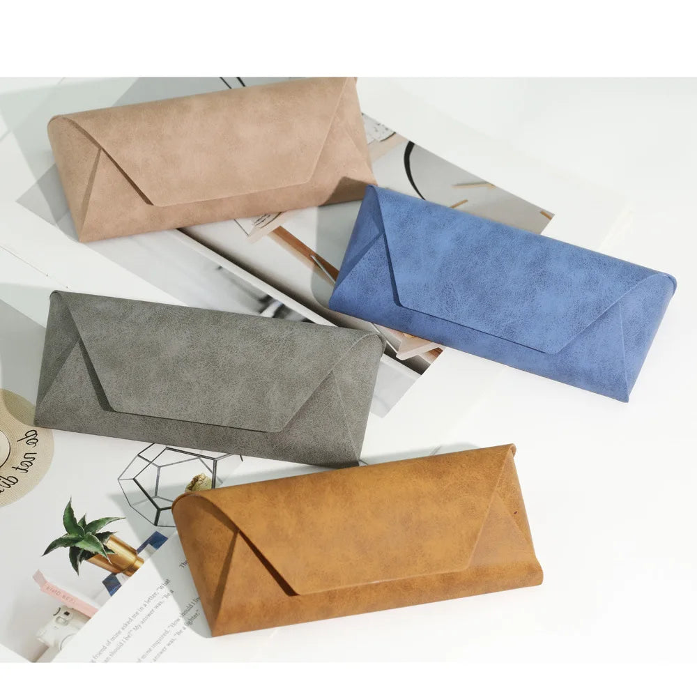 Portable Large Capacity Flocked Eyeglass Case Durable Handmade Leather Glasses Storage Pouch Lightweight Travel Eyewear Box Qme