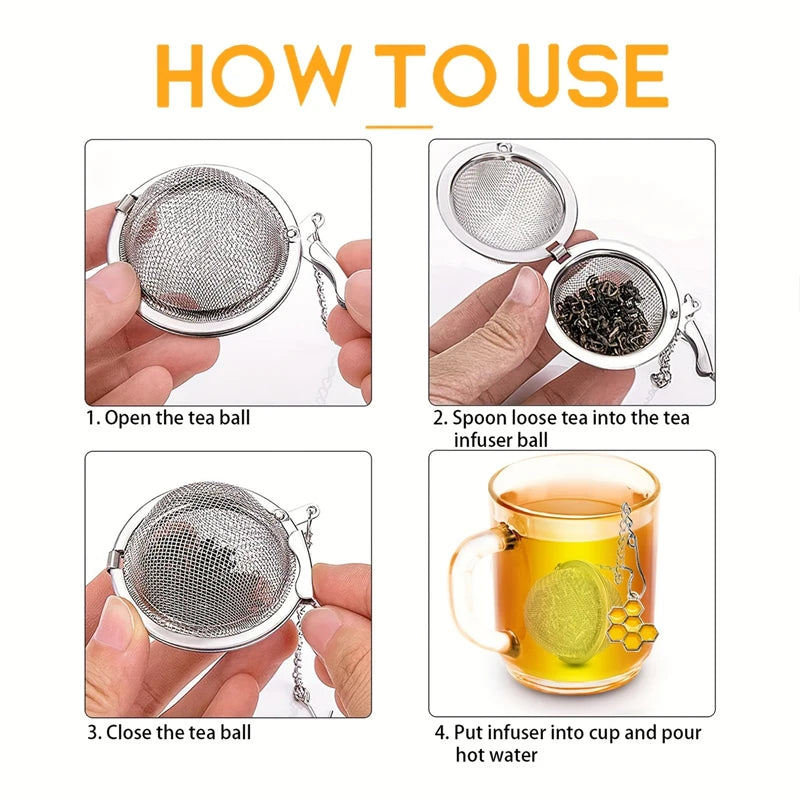 Tea Spice Strainer Seasoning Ball Mesh Herbal Ball Stainless Steel Teakettle Locking Tea Filter Reusable Soup Filter Ball Qme