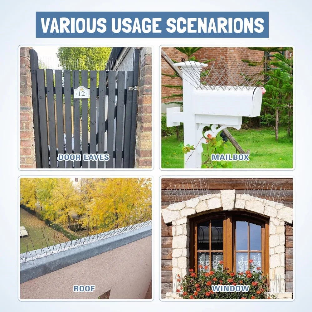 Stainless Steel Anti Bird Thorn Fence Deterrent Anti Bird Pigeon Squirrel Spikes Catcher for Garden Fence Roof Anti Bird Spike Qme