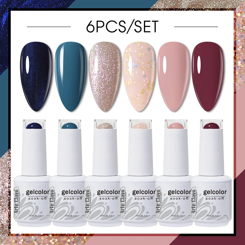 Arte Clavo Glitter Semi Permanent Nail Art LED UV Gel Polish Sparkly
