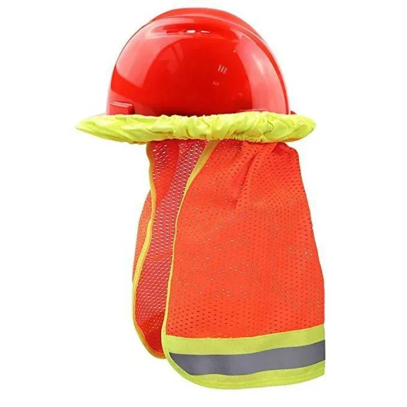 Useful Head Protection Cap with Reflective Stripe for Outdoor Work Supplies - Summer Sun Shade Safety Hard Hat Neck Shield Qme