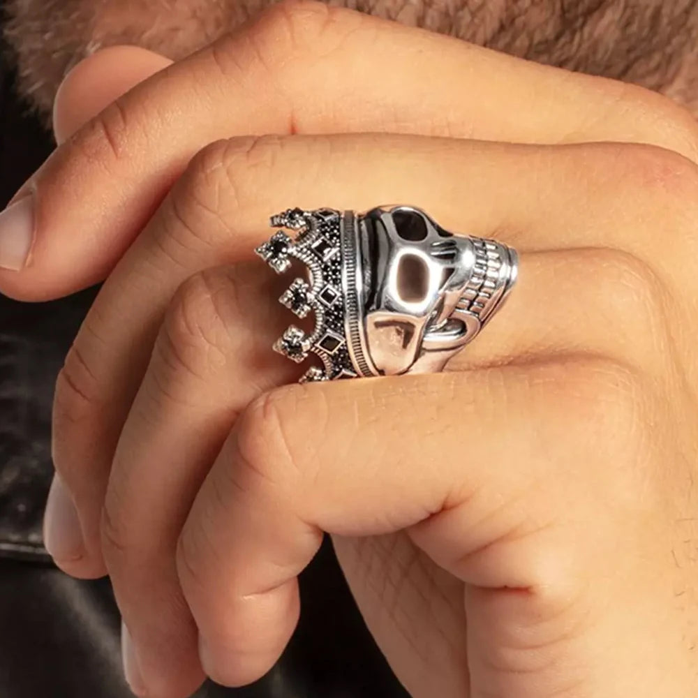 Skull King Signet Ring,Europe Fine Jewerly For Women,2022 Brand New Bohemia Lucky Gift In 925 Sterling Silver Qme