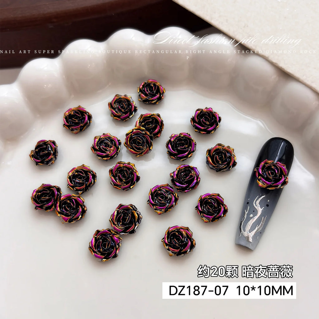 3D Rose Butterfly Nail Charms, Resin Gradient Rose Camellia Flower Insect Flat Back Nail Art Decorations for DIY Press on Nails Qme rose-G about 20pcs