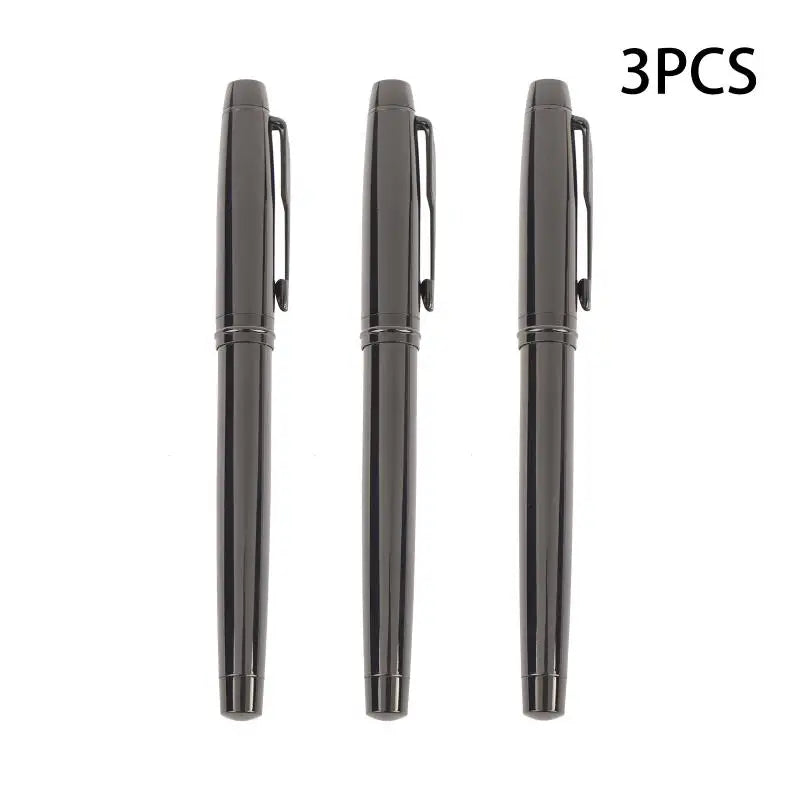 Silver Gray Fountain Pen Medium Creative Daily Writing Lridium Tip Qme 3PCS