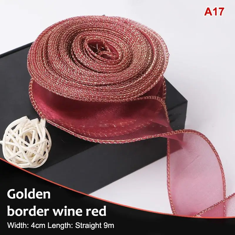 10Yards Organza Solid Ribbon Wavy Edge Flower Bouquet Gifts Packaging Qme A17