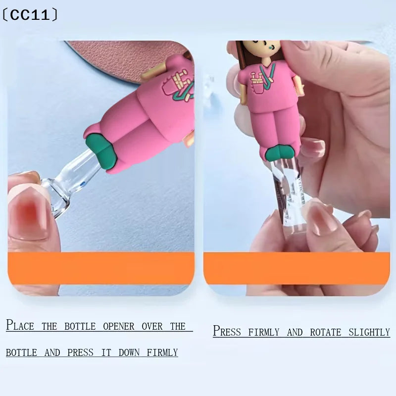 Syringe-shaped Ampoule Bottle Opener Keychain Rubber Cutter Aid Qme