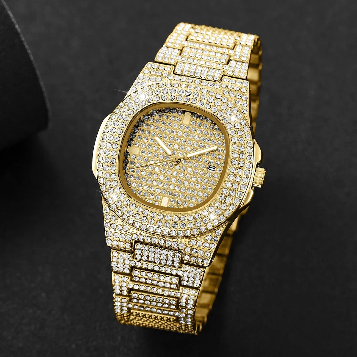 2026 Full Sky Star Waterdrop Quartz Watch with Full Diamond Band for Men and Women, Light Luxury Steel Strap Watch Qme