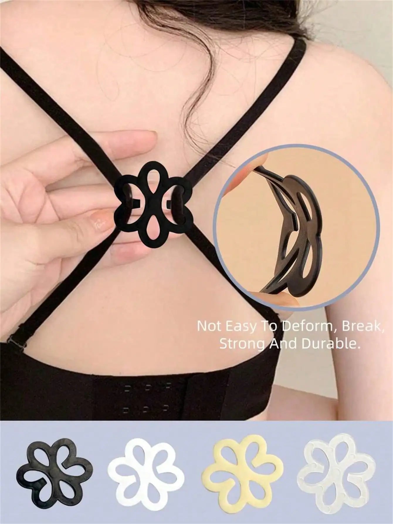 4-piece Flower Shaped Heart-shaped Butterfly Bra Buckle Invisible Qme