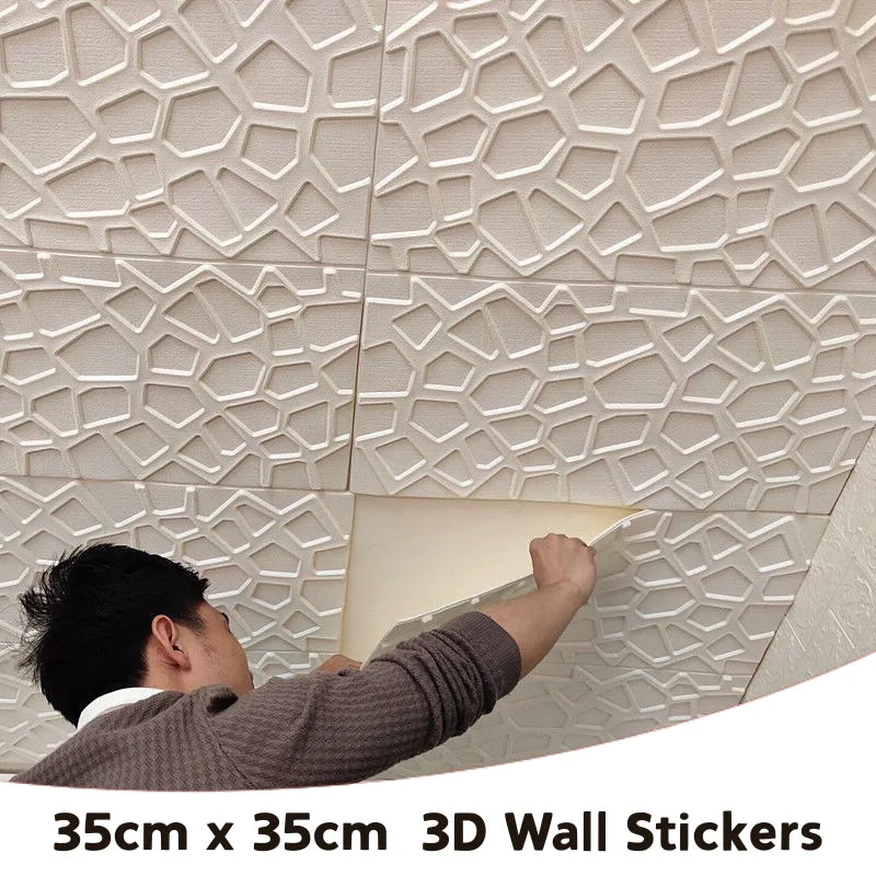 Stain Resistant Grid 3D Wallpaper 35cmx35cm Wall Sticker Modern Self Qme