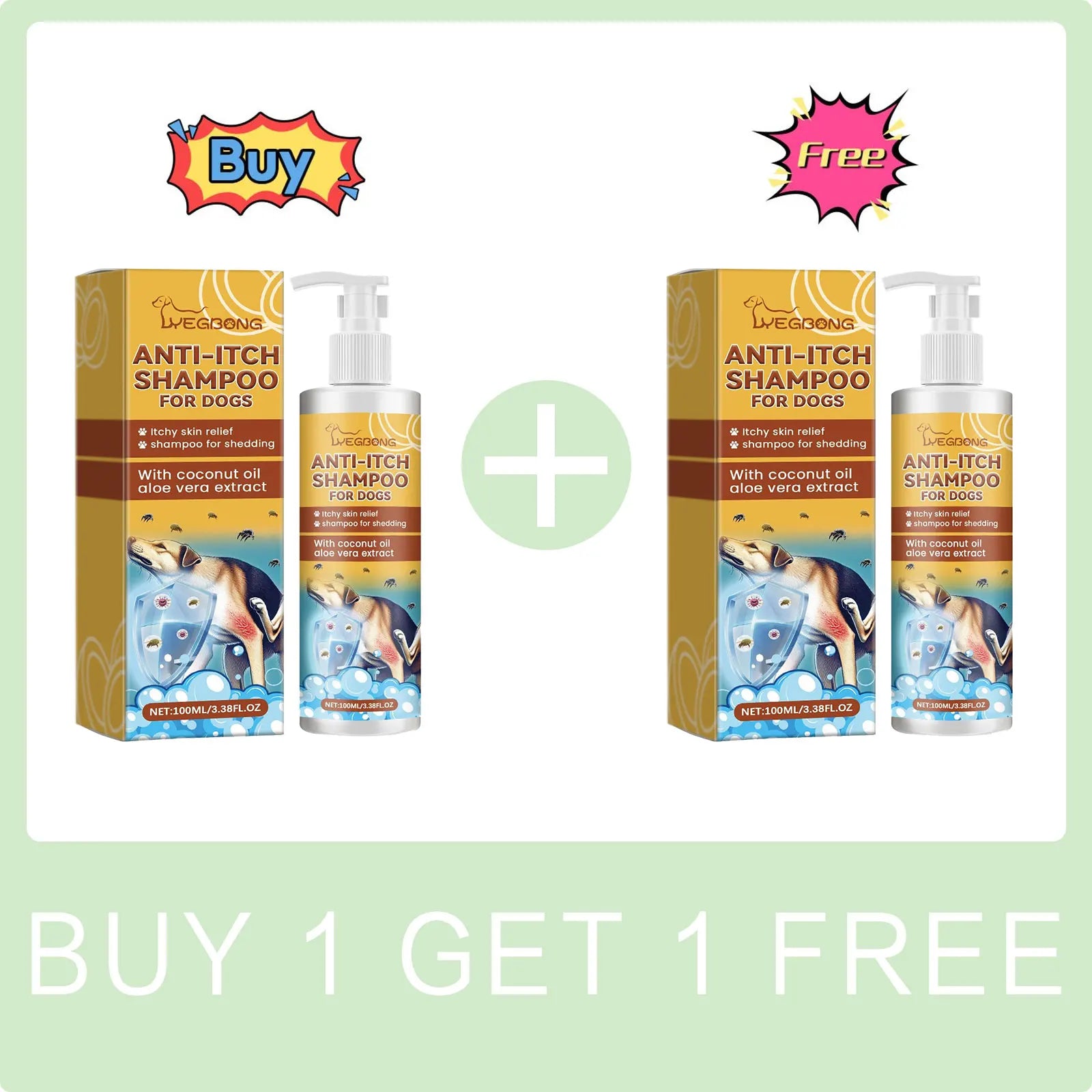 Dog Shampoo Conditioner Moisturizing for Sensitive Skin PH Balanced Anti Itching Flea Killer Dirt Mite Removal Pet Cleaning Foam Qme Buy 1 Get 1 Free
