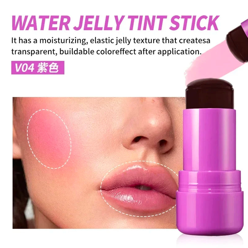 4 Colors Jelly Blush Stick Lip Balm Eyeshadow 3-in-1 Multi-use Matte Qme 04