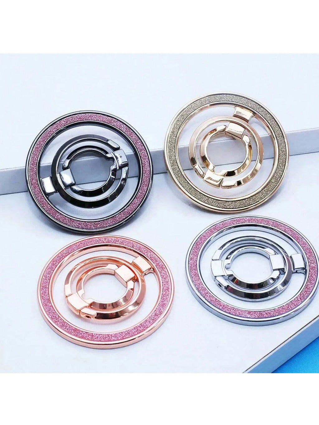 Ring-shaped Magnetic Phone Holder Zinc Alloy Double-ring Foldable Qme