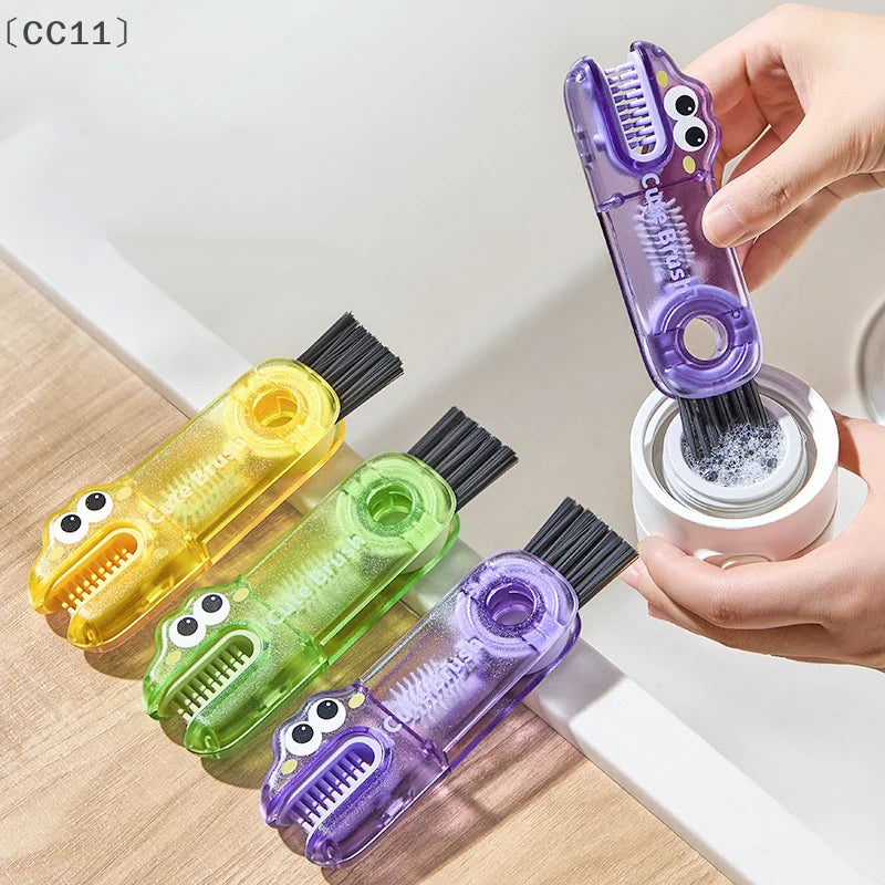CC113 1 Multifunctional Cup Lid Brush Cute Crocodile Crevice Cleaner Qme