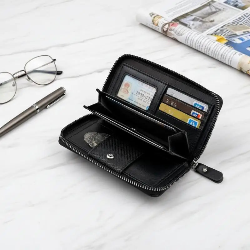 Men Wallets Leather Zipper Purse Man Slim Card Horders Male Short Qme