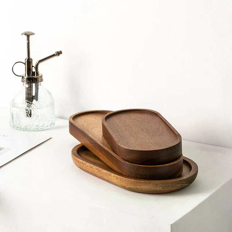 Japanese Tableware Wooden Plate Beech Oval Tray Mini Solid Wood Small Plate Children's Whole Wooden Plate Wooden Plate Qme