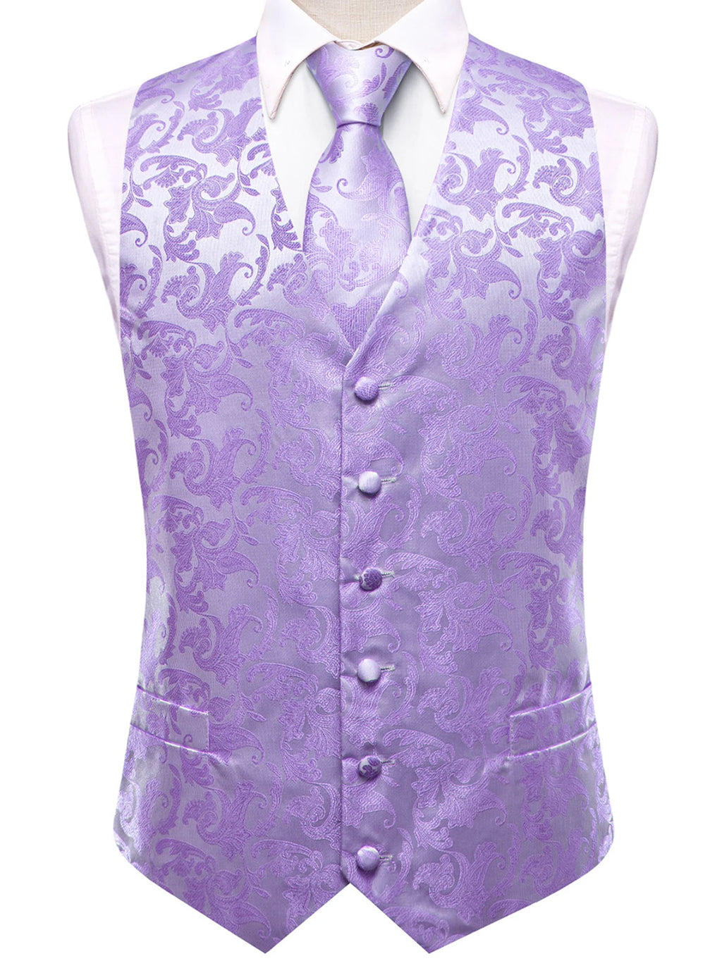 Men's Pastel Paisley Jacquard Vest Matching Tie 6 Soft Options Qme
