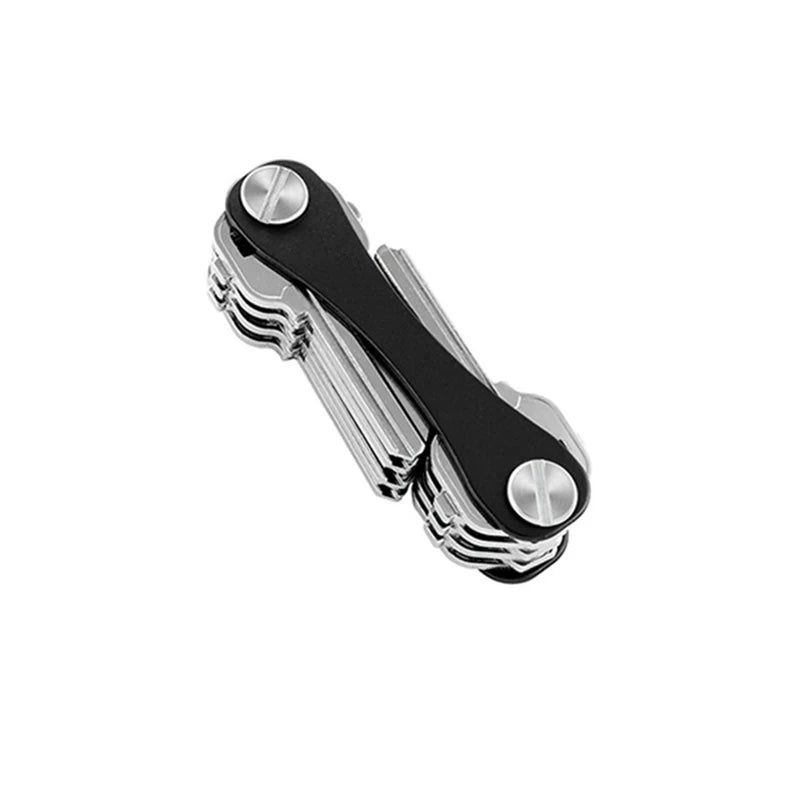 Smart Keychain Mini Aluminum Alloy Key Clip Metal Organizer Chain Qme Black
