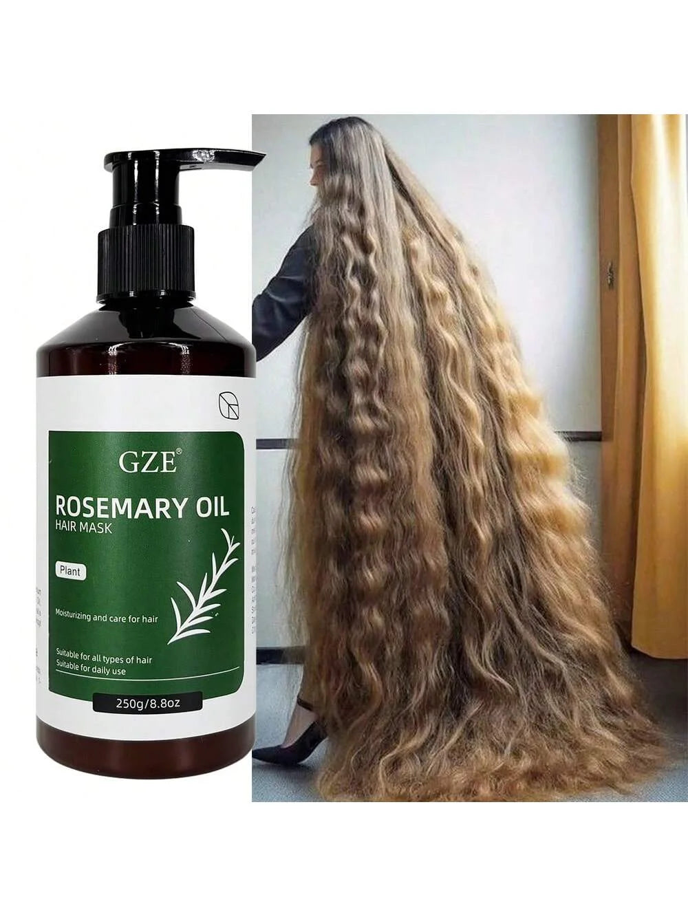 GZE Rosemary Oil Hair Mask for Scalp Health & Shine - Deep Cleansing Treatment to Revitalize Dry, Damaged Hair for Frizz Control Qme
