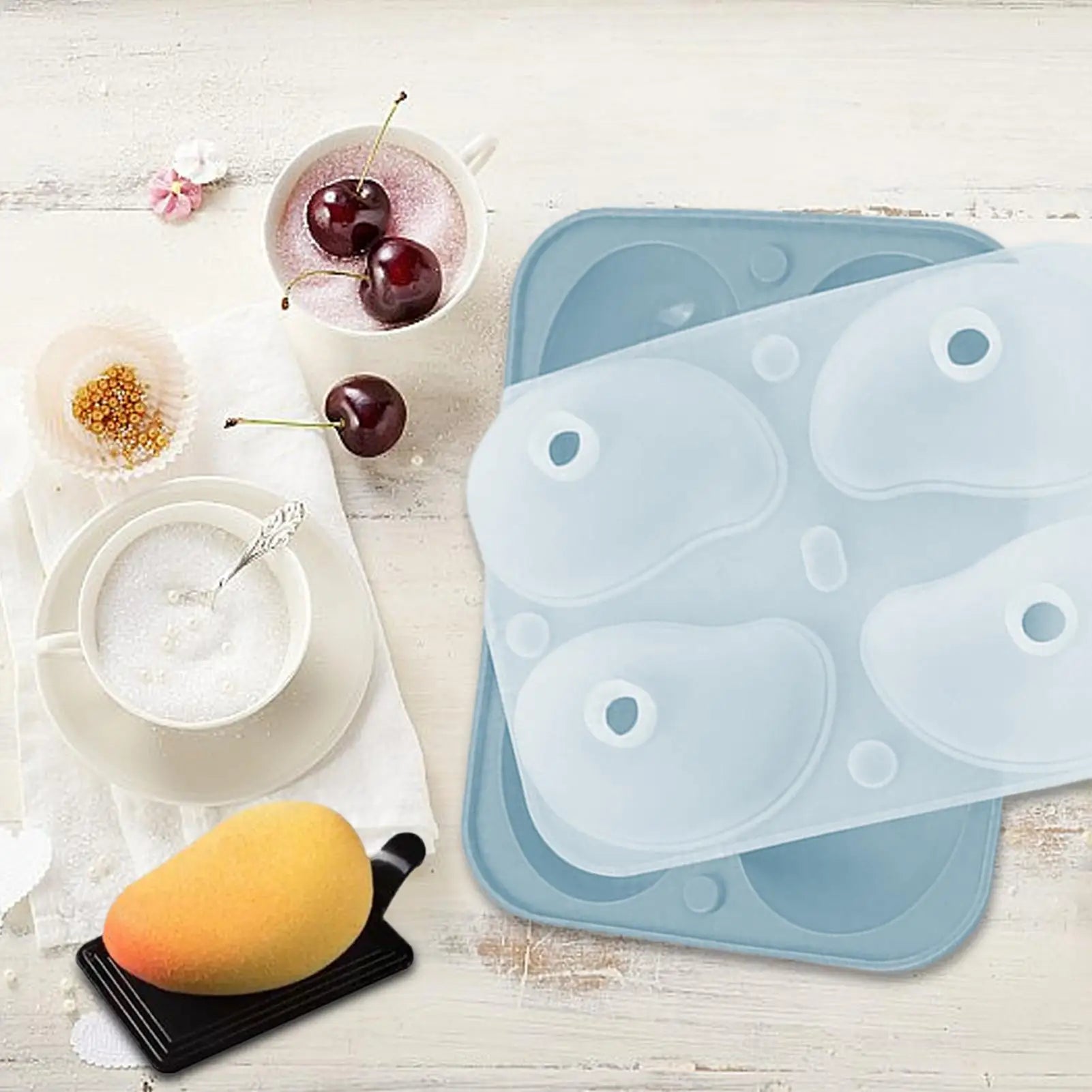 Mousse Mold Pudding Mould Mango Shape 3D 4-Cavity Chocolate Moulds Qme