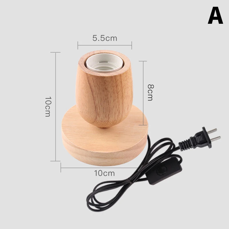 Retro Wood Table Lamp E27 Socket Vintage Desk Base Holder Wooden Qme A
