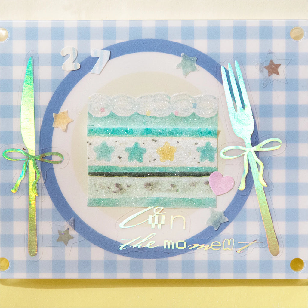 6Roll Cute Cartoon Food Theme Glitter Washi Tape for DIY Scrapbooking Collage Art Supplies Phone Case Notebook Decoration Qme