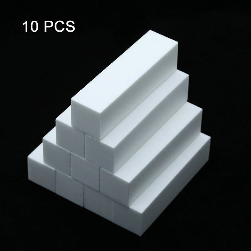 Nail Art Buffer Grinder Buffing Block White Nail File For Pedicure Tips Manicure Care Sponge Buffer Gel Polish Accessories Tools Qme 10PCS White