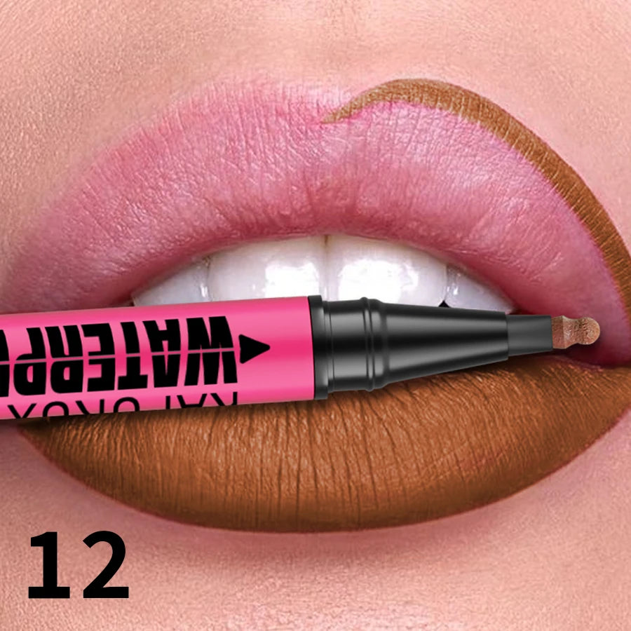 Liquid Matte12-Color Lipliner Pencil Waterproof Plumping Stain Qme 12
