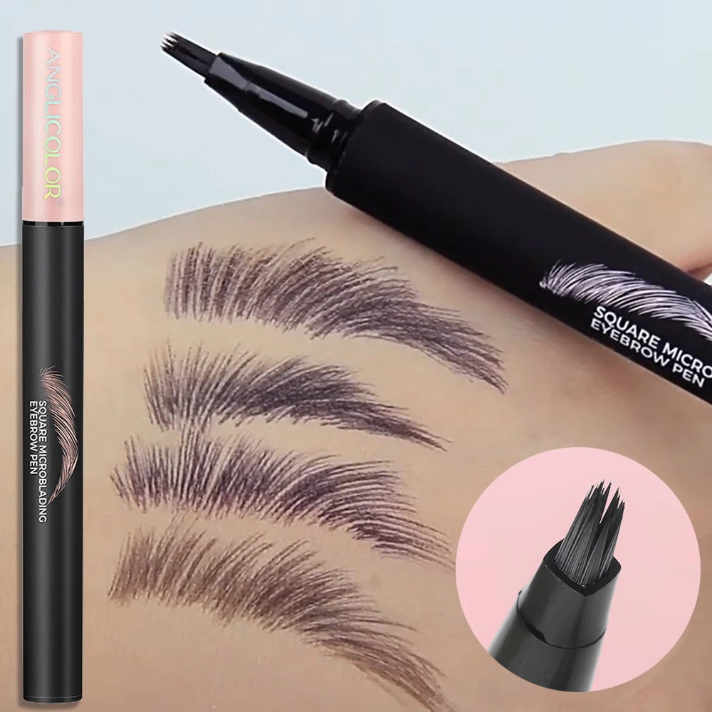 4-Sided Angle Brush Tip Wild Eyebrow Painting Liquid Ash Tea Brown 3D Dye Dip Eyebrow Enhancers Tinted Hairline Modification Qme