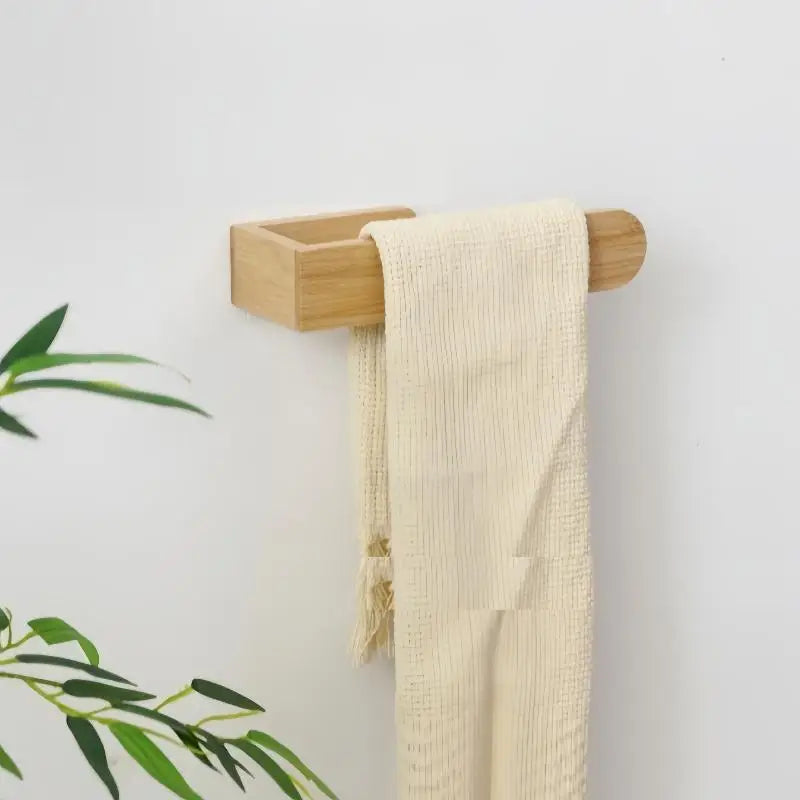 No Drill Shelf Home Kitchen Toilet Storage Bamboo Wooden Towel Rack Qme