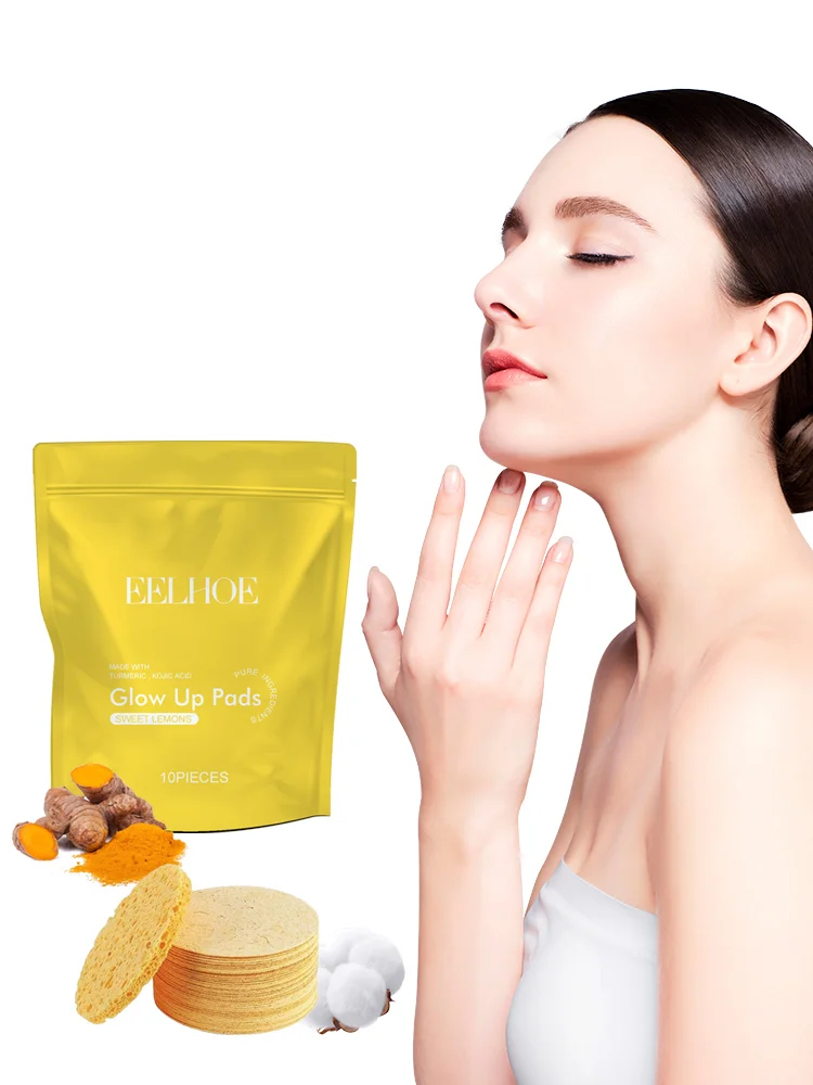 Turmeric Cleansing Pad Deep Clean Remove Dirt Oil Control and Soften Dead Skin Exfoliating Facial Pads for Acne-Prone Skin Qme