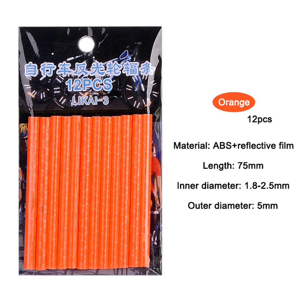 12PCS DIY Cycling Bicycle Wheel Reflective Spoke Colorful Tube Safety Warning Light Bike Accessories Decoration Qme