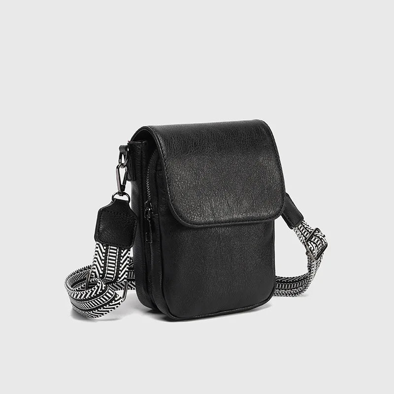 Retro Chic Women's Mini Crossbody Bag Vintage PU Small Square Padded Qme
