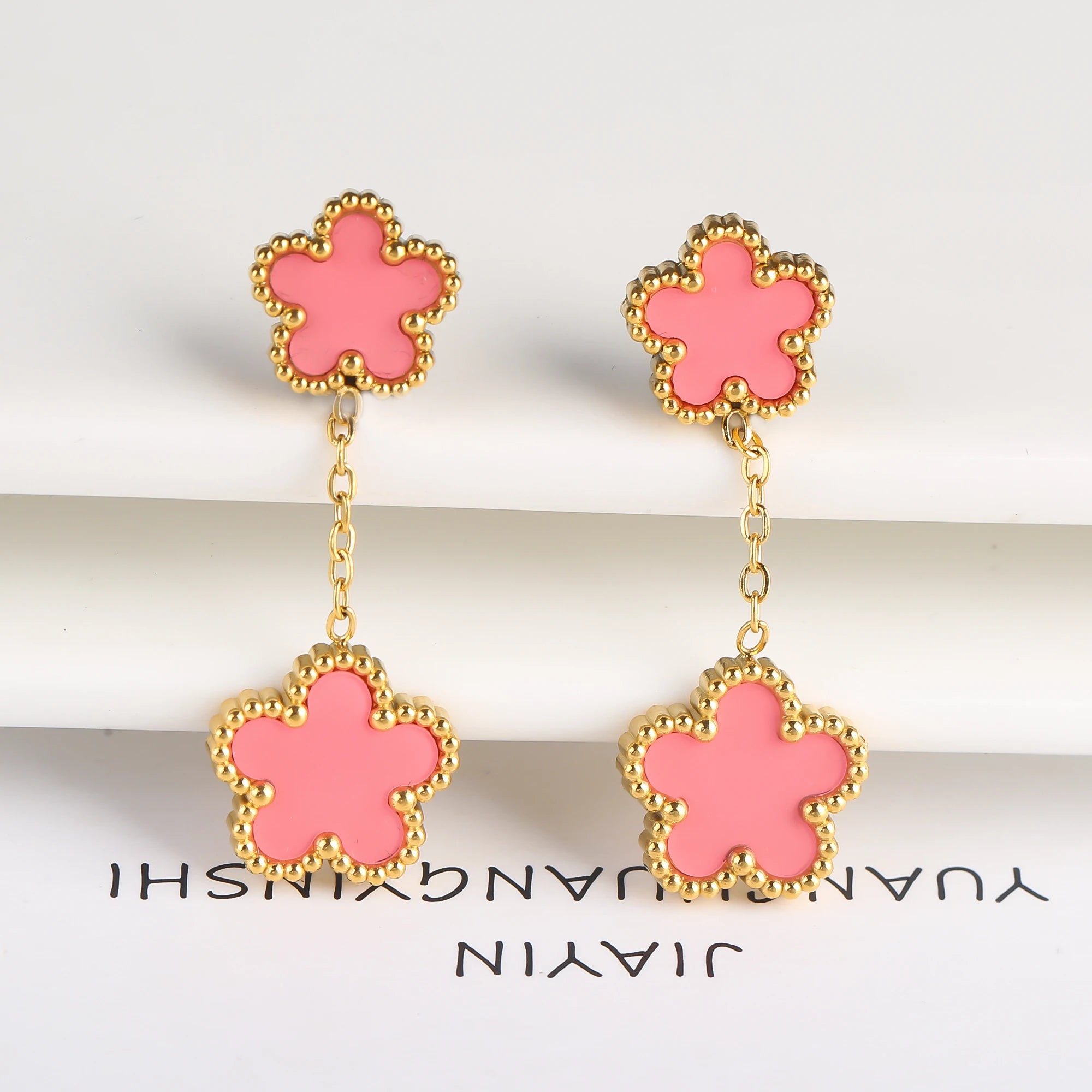 High Quality Stainless Steel Five-Leaf Flower Plant Earrings Classic Luxury For Woman Party Wedding Jewelry Hot Sale Clover Qme Earrings 16