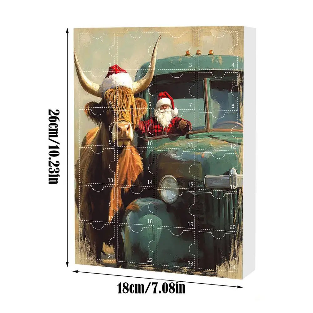 Christmas Highland Cow Calendar Advent 24 Days Ornaments Countdown 2D Qme A China Mainland 24PCS