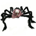 Realistic Skull Black Plush Spider Halloween Festival Horror Props Ceiling Party Haunted House Decorations Qme black One Size